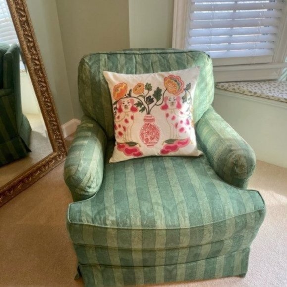 Pillow Cover🐶- Staffordshire Dogs - Pink + Green OR Blue Chinoiserie Ginger Jar - Picture 5 of 14